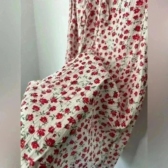 Billabong Red & White Floral Midi Dress XS V-Neck Garden Girl Euro Summer Dress - Picture 14 of 16
